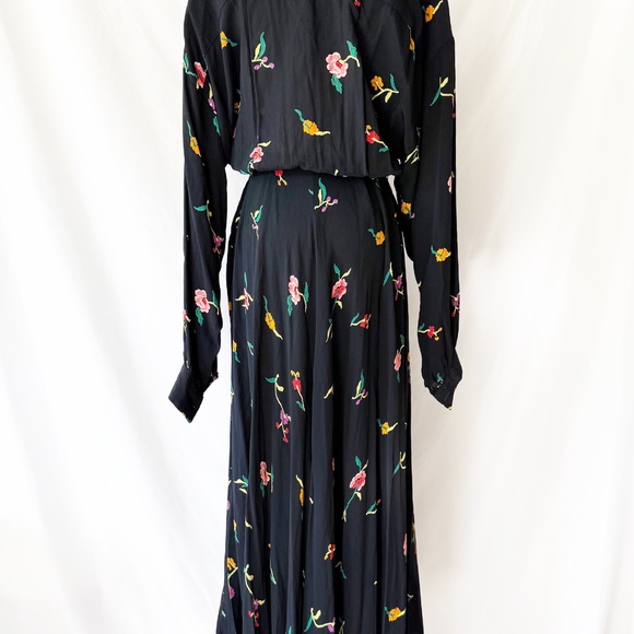 1980s Norma Kamali Floral Dress Size 4 - Picture 6 of 8